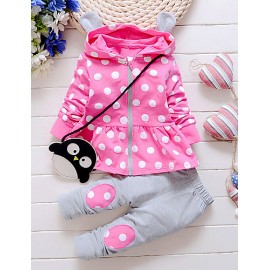 Girl's Casual/Daily Print Clothing Set,Cotton Fall Pink / Purple / Red / Gray  