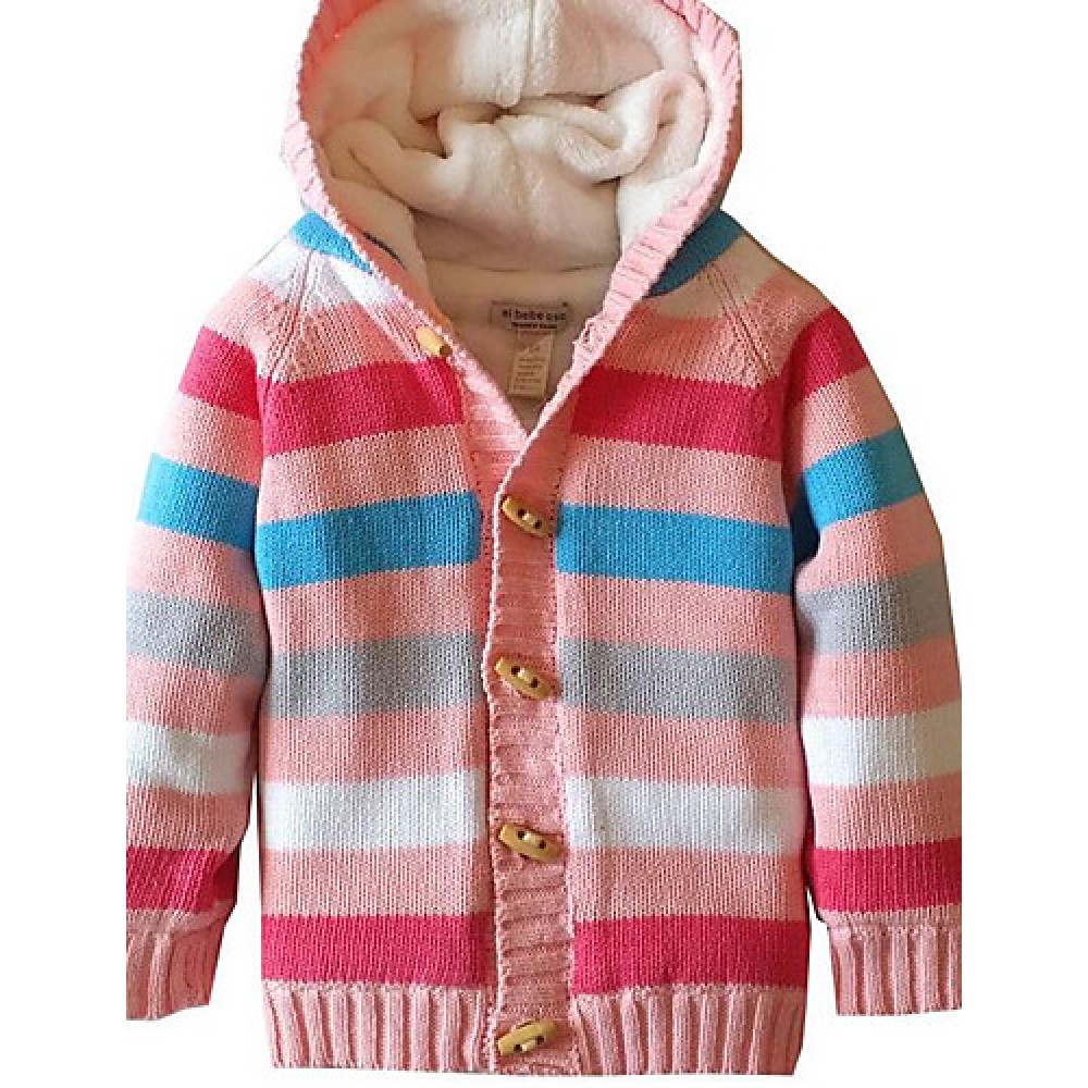 Girl Casual/Daily Striped Sets,Cotton Winter Long Sleeve Clothing Set  