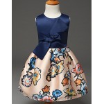 Girl's Blue Dress,Floral Polyester Summer  