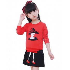 Girl's Cotton Fashion Winter/Spring/Fall Going out Casual/Daily Sweater & Short Skirt Two-piece Set Dress  