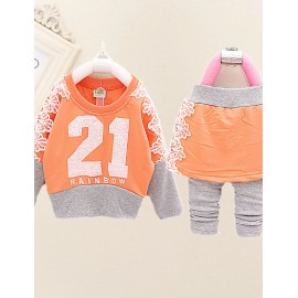 Girl's Cotton Blend Clothing Set , Spring/Fall Long Sleeve,kids Clothing ,Girls Fashion Dress  