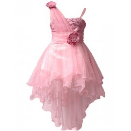 Girl's Solid Sleeveless Princess Dress,Polyester / Mesh Summer / Spring / Fall Pink / Red / White Knee-length Party Dress  