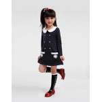 Girl's Cotton/Polyester Sweet Double Row Buttons Doll Collar Long Sleeve Dress  