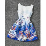 Girl's Blue Dress,Print Polyester Summer  