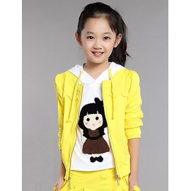 Girl's Cotton  Spring/Autumn Cartoon Pattern Sport Long Sleeve Three-piece Set  