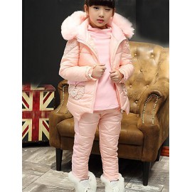 Girl Casual/Daily Solid Sets,Rayon Winter Long Sleeve Clothing Set  