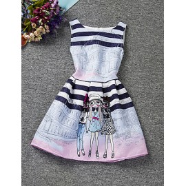 Girl's Pink Dress,Cartoon Polyester Summer  