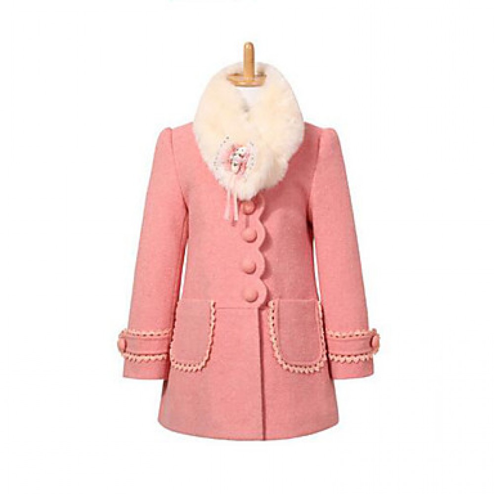 Girl's Casual/Daily Patchwork Suit & Blazer / Jacket & Coat,Polyester Winter / Spring / Fall Pink / Red  