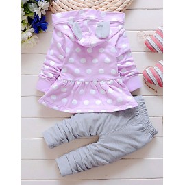 Girl's Casual/Daily Print Clothing Set,Cotton Fall Pink / Purple / Red / Gray  