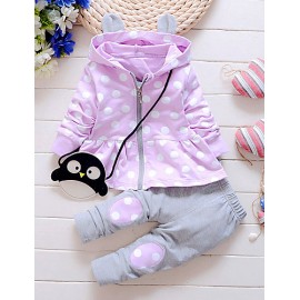 Girl's Casual/Daily Print Clothing Set,Cotton Fall Pink / Purple / Red / Gray  