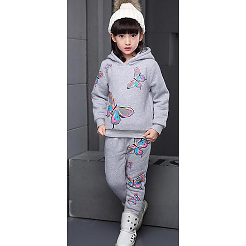 Girl Casual/Daily Floral Sets,Cotton Winter ? Sleeve Clothing Set  