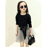 Girl's Floral Clothing Set,Cotton / Polyester Spring / Fall Black  