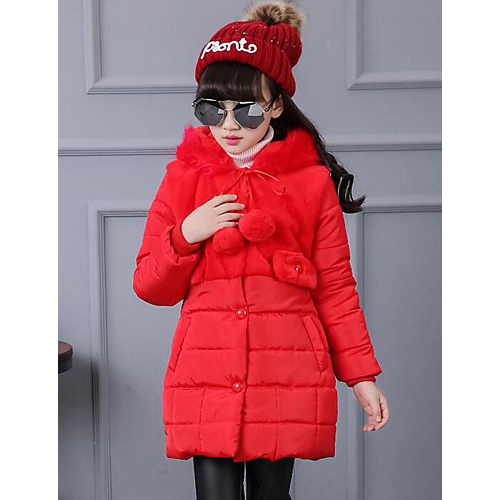 Girl's Casual/Daily Solid Down & Cotton Padded,Polyester Winter Black / Red  