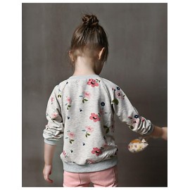 Girl's Casual/Daily Floral Hoodie & SweatshirtCotton Spring / Fall Gray  