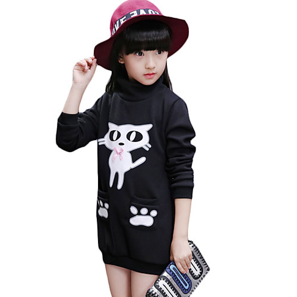 Girl Casual/Daily Solid Hoodie & Sweatshirt,Cotton Winter Long Sleeve Regular  