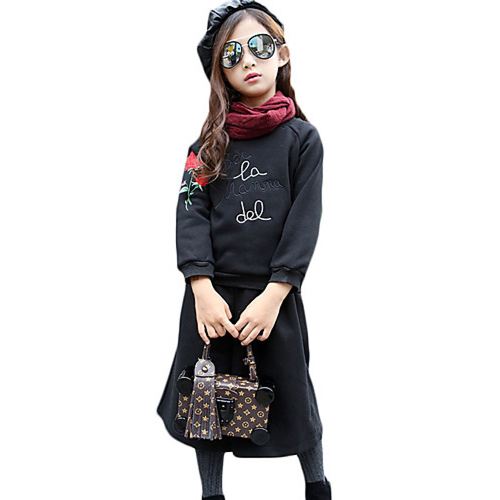 Girl Casual/Daily Solid Hoodie & Sweatshirt,Cotton Fall / Winter Long Sleeve Regular  