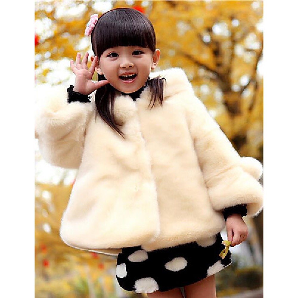 Girl's Casual/Daily Solid Jacket & Coat,Polyester Winter Red / White  