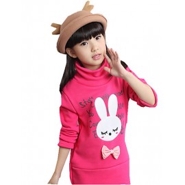 Girl's Wild Cartoon Letter Print Fleece Lined Thickness Hoodie  