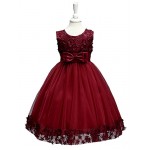 Girls' Embroidery Bowknot Formal Party Princess Bridal Fancy Dress All Seasons Sleeveless Party Dress  