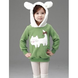 Girl's Casual/Daily Patchwork Hoodie & Sweatshirt,Rayon Winter / Spring / Fall Green / Pink  