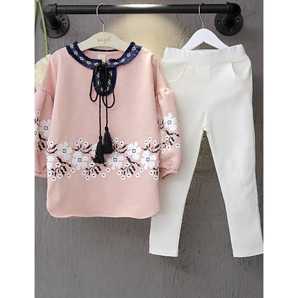 Girl's Casual/Daily Floral Clothing SetRayon Spring / Fall Pink  