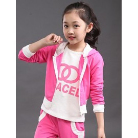 Girl's Cotton Spring/Autumn Tracksuit Fashion Hoodies Sweatshirt Kids Three-piece Set  