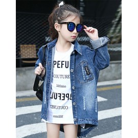 Girl's Casual/Daily Solid Blouse / JeansCotton Spring / Fall Blue  