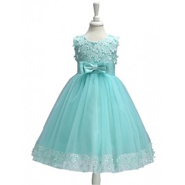 Girls' Embroidery Bowknot Formal Party Princess Bridal Fancy Dress All Seasons Sleeveless Party Dress  