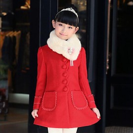 Girl's Casual/Daily Patchwork Suit & Blazer / Jacket & Coat,Polyester Winter / Spring / Fall Pink / Red  