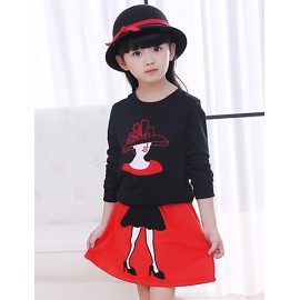 Girl's Cotton Fashion Winter/Spring/Fall Going out Casual/Daily Sweater & Short Skirt Two-piece Set Dress  