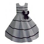 Girl's Plaid Sleeveless Knee-length Dress With Bow,Cotton Blend Summer / Spring / Fall Blue / Pink / Purple / Red / White  