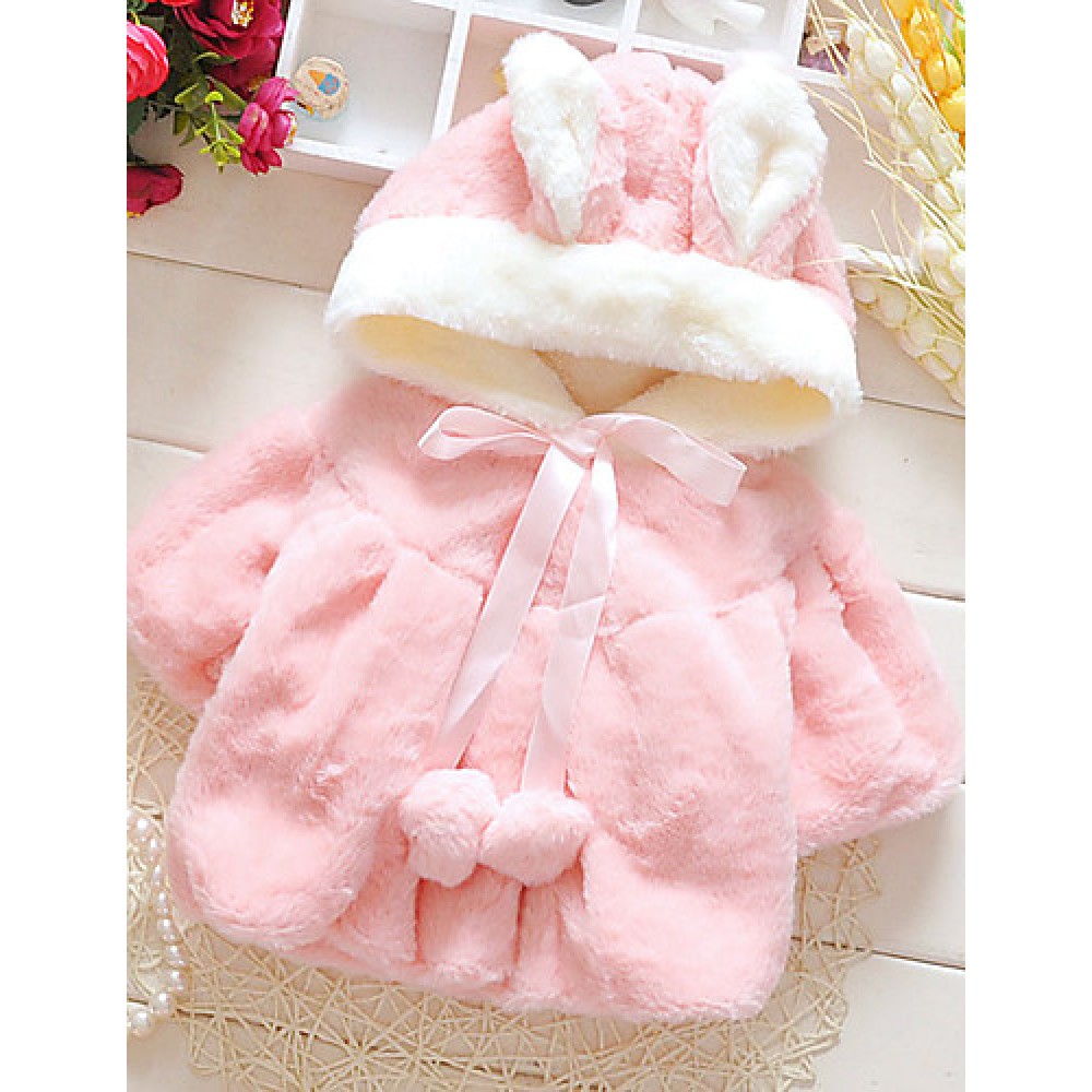 Girl's Casual/Daily Solid BlouseRabbit Fur Winter / Spring / Fall Pink / White  