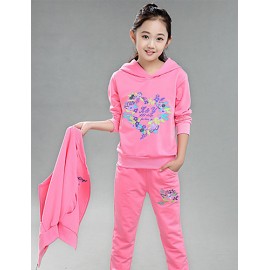 Girl's Cotton Spring/Autumn Fashion Print Sports Long Sleeve Three-piece Set  