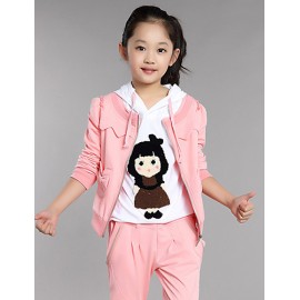 Girl's Cotton  Spring/Autumn Cartoon Pattern Sport Long Sleeve Three-piece Set  