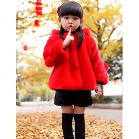 Girl's Casual/Daily Solid Jacket & Coat,Polyester Winter Red / White  