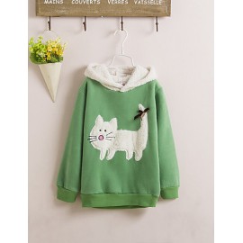 Girl's Casual/Daily Patchwork Hoodie & Sweatshirt,Rayon Winter / Spring / Fall Green / Pink  