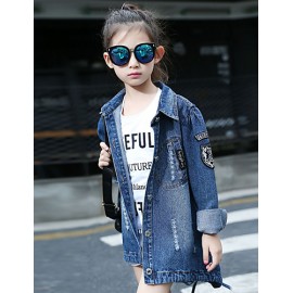 Girl's Casual/Daily Solid Blouse / JeansCotton Spring / Fall Blue  