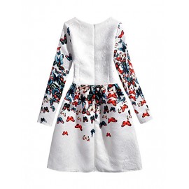 Girl's Casual/Daily Print Dress,Polyester Summer White  