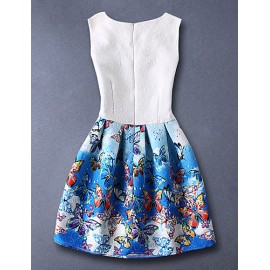 Girl's Cotton Summer Sleeveless Floral Print Pattern Print Dress  