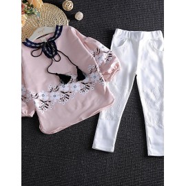 Girl's Casual/Daily Floral Clothing SetRayon Spring / Fall Pink  