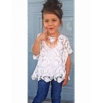 Girl's Cotton Summer Fashion waistcoat lace Pierced Tee   Cowboy Trousers  Three-Piece Set  