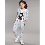 Girl's Cotton  Spring/Autumn Cartoon Pattern Sport Long Sleeve Three-piece Set  