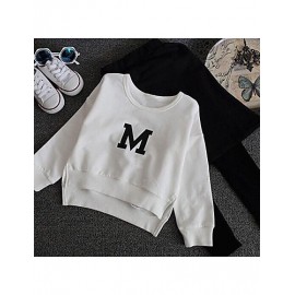 Girl's Casual/Daily Solid Hoodie & SweatshirtCotton Spring / Fall White  