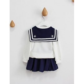 Girl's Casual/Daily Striped Dress / Clothing SetCotton Spring / Fall White  