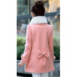 Girl's Casual/Daily Solid Trench Coat,Cotton Winter Pink / Red  