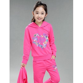 Girl's Cotton Spring/Autumn Fashion Print Sports Long Sleeve Three-piece Set  