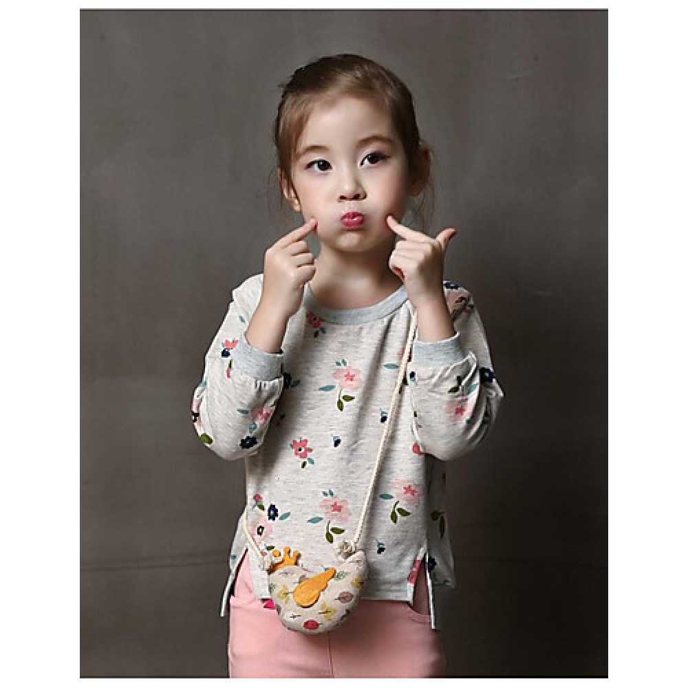 Girl's Casual/Daily Floral Hoodie & SweatshirtCotton Spring / Fall Gray  