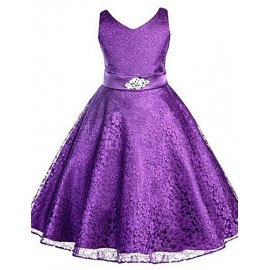 Girl's Party/Cocktail Solid Dress,Polyester Summer Blue / Purple / Red / White / Yellow  