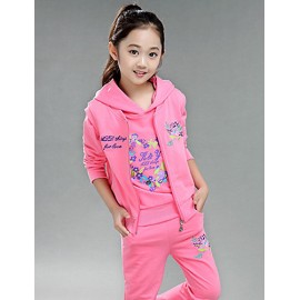 Girl's Cotton Spring/Autumn Fashion Print Sports Long Sleeve Three-piece Set  