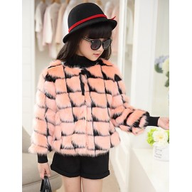 Girl's Casual/Daily Color Block Down & Cotton Padded,PU Winter / Spring / Fall Pink / Red / White / Yellow  